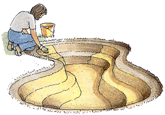 preparazione laghetto con vasca flessibile sabbia lati